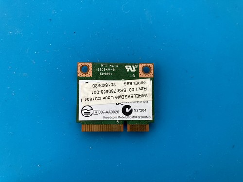 Broadcom BCM943228HMB Wi-Fi N + Bluetooth 4.0 HP 666914-001 Half Mini PCIe Card - 第 2/2 張圖片
