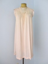 Vtg 70's JCPenney peachy pink nylon lace nightie nightgown negligee ribbon bow S