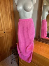 misa Los Angeles Skirt  Pink Crochet Maxi NWT Medium M STRETCH SASSY! Long