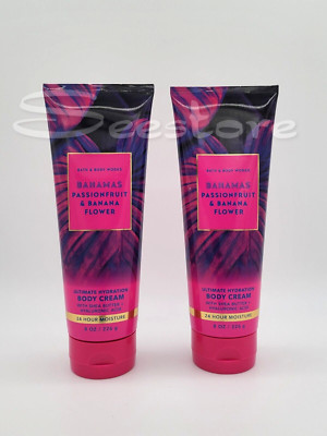 2 Bath & Body Works Bahamas Passionfruit & Banana Flower Body Cream 8 oz New