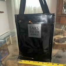 Rare Vintage Saks Fifth Avenue lined Black Patent Leather Tote