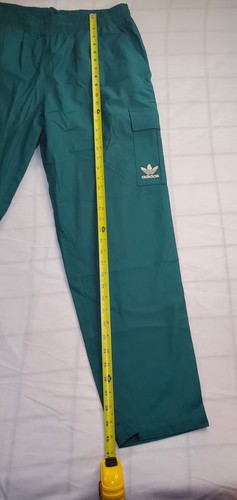 Adidas Size L Nylon Ripstop Cargo Pants Green Baggy Woven Originals Teal Ca8 - Picture 2 of 8