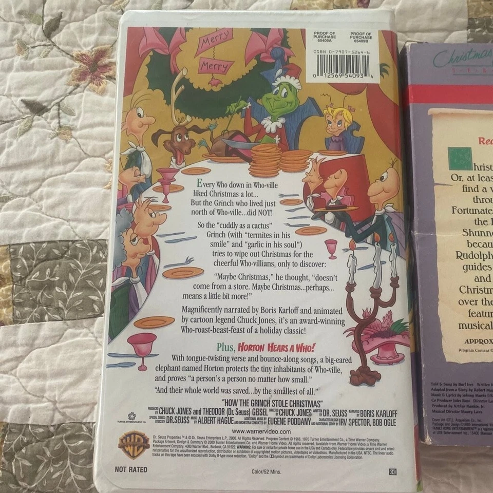Lot of 3 VHS Christmas Movies Cartoons Grinch Rudolph Frosty '90's Kids Cartoons Foto 3 de 4