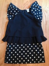 Little Marc Jacobs Girls Kids Dress. Navy Blue With Polka Dot Accents. Size 10.