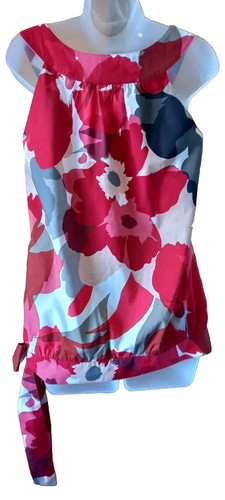 MEXX red/pink/grey cotton sleeveless patterned top, 10, vgc - Picture 6 of 10
