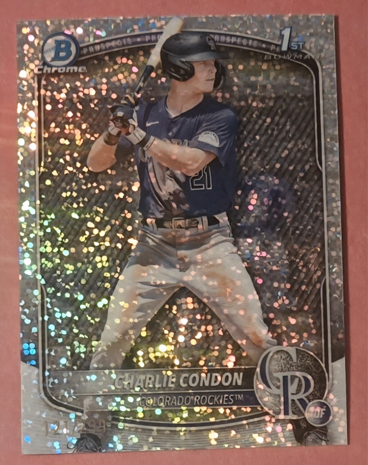 2025 Bowman Chrome Charlie Condon 1st Bowman Speckle Refractor /299 Rockies