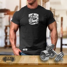 Work For It T Shirt Gym Clothing Bodybuilding Training Workout Exercise Men Top