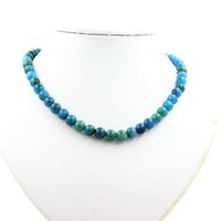 Steine Und Mineralien. Apatit Perlen Halskette 8 Mm Kette Aus Edelstahl.
