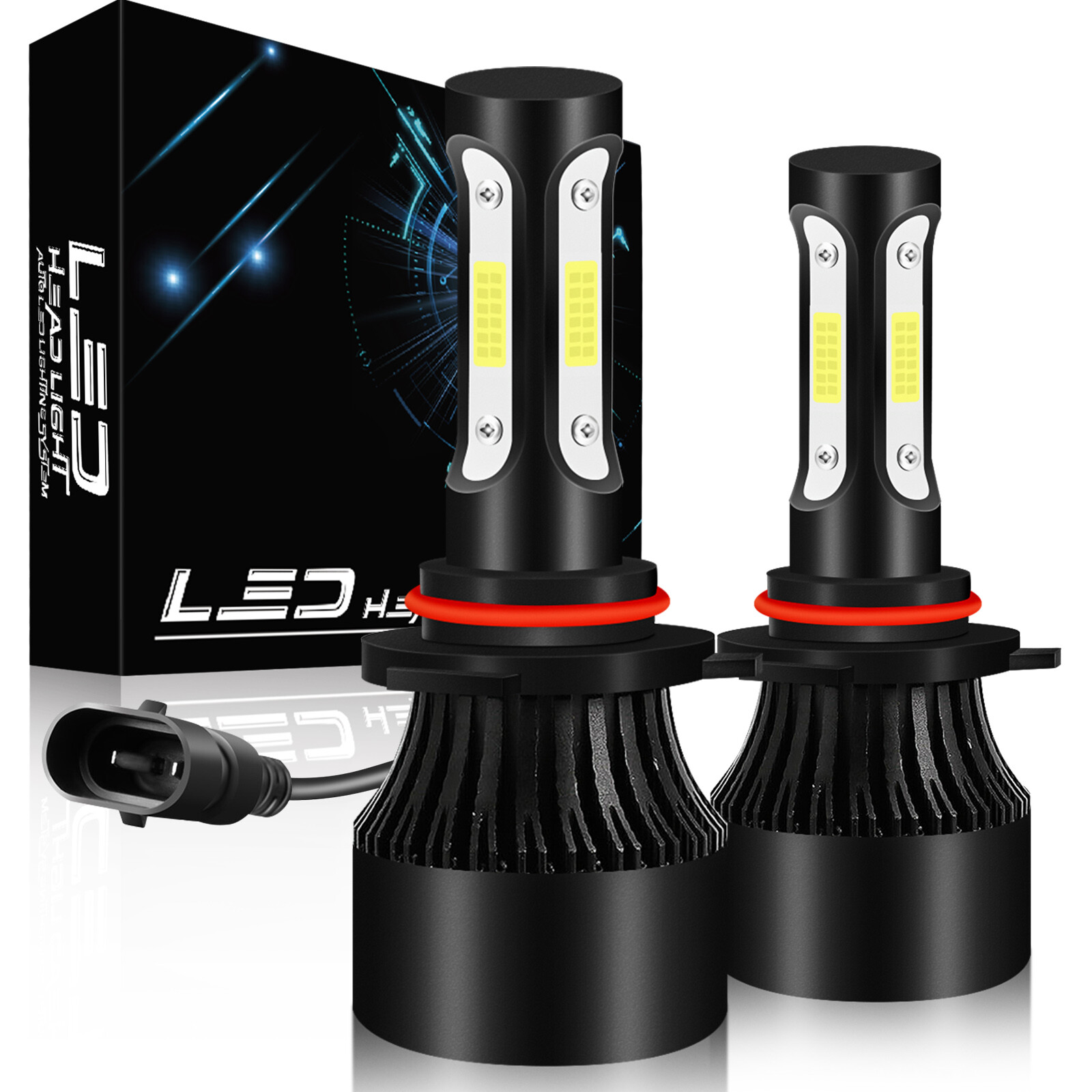 4-Sides 9006 LED Headlight Bulbs Low Beam Super Bright White Conversion Kit 60W