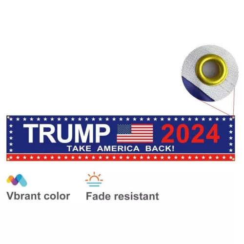 Insegna 10x1,6 piedi Donald Trump 2024 bandiera riprendi l'America grande banner cortile esterno - Foto 3 di 7