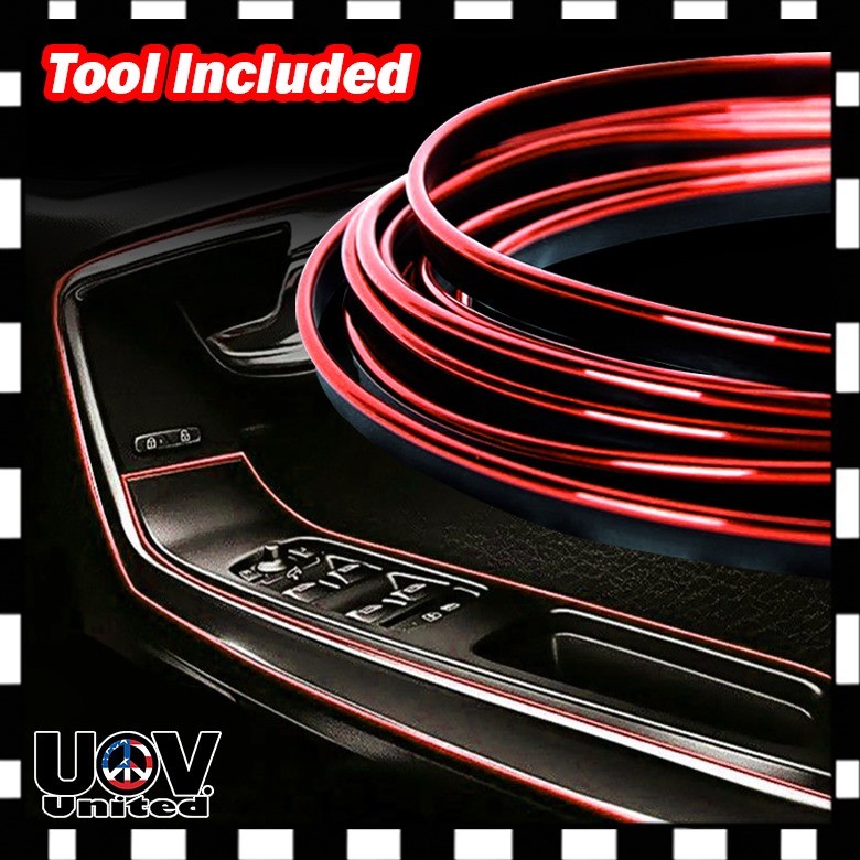 5M Red Auto Interior Door Panel Edge Gap Side Molding Trim Strip Insert