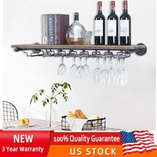 Wine Rack Hanging Glass Holder Shelf Wall Mount Champagne Rack Bar Decor 36" US