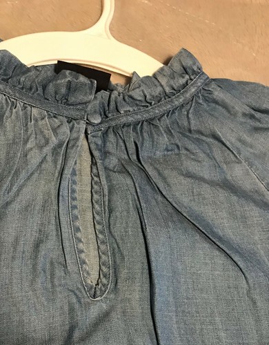 Who What Wear Women's Long Blouson Sleeve Mock Neck Top, Blue, Large NWT - Picture 3 of 5