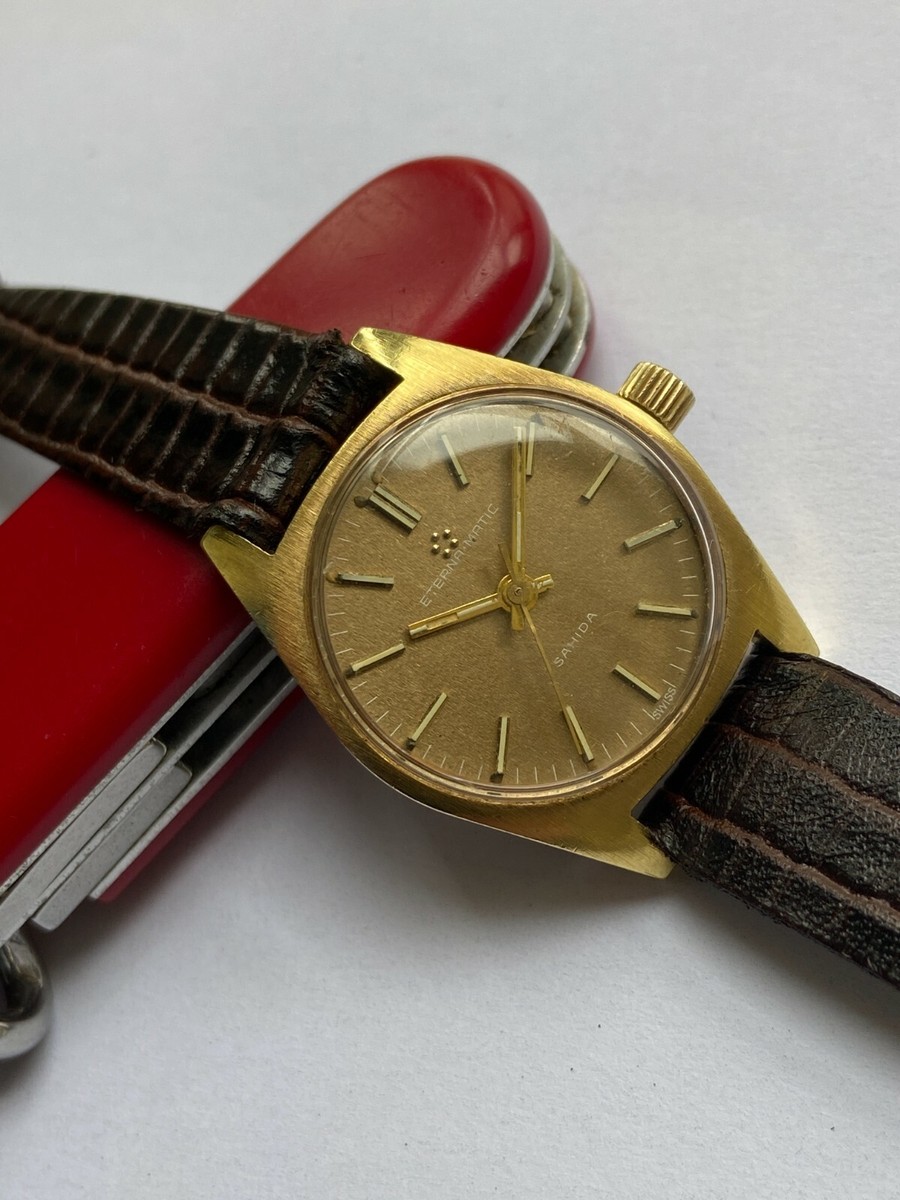 VINTAGE WOMEN'S WATCH ETERNA MATIC SAHIDA SWISS GOLD PLATED
