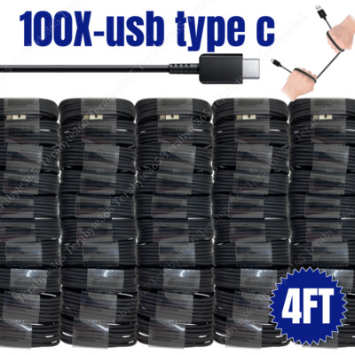 100X Lot Fast Charger Type C Data Cord USB-C to USB-A Cable For Samsung Galaxy 