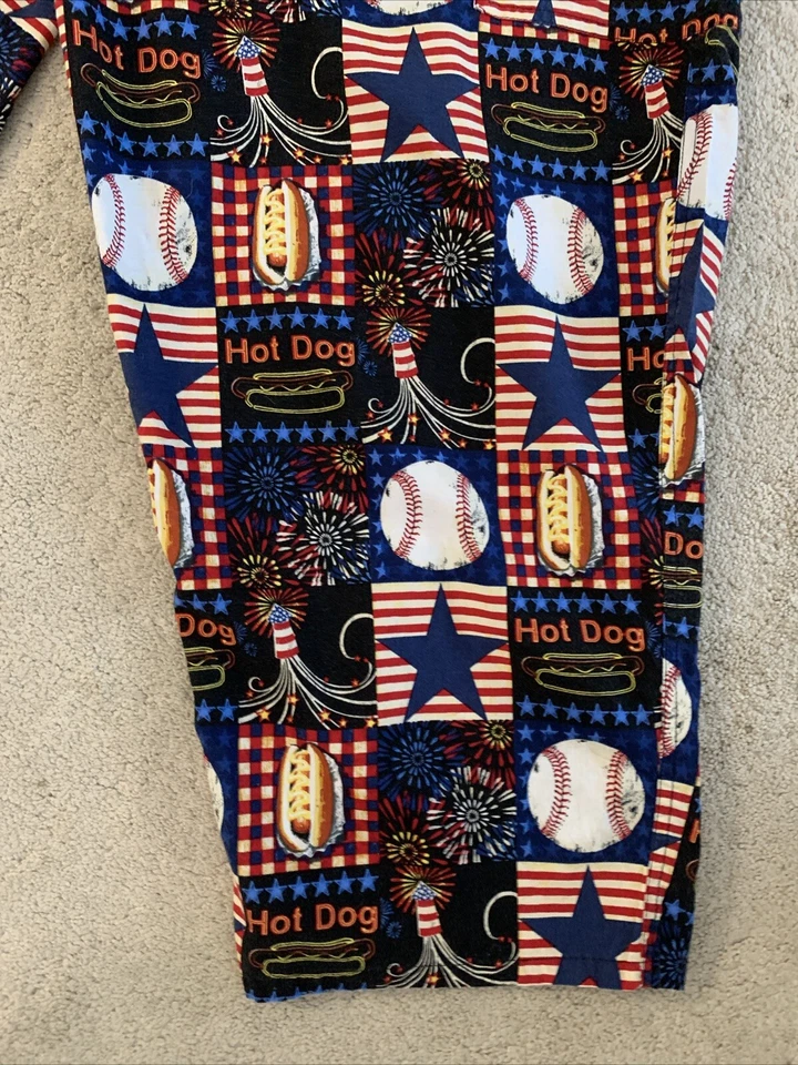 Scrub Uniform Pants Bottoms   4th of July Baseball Pattern  TAFFORD   4XL    EUC - Image 3 of 4
