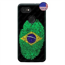 Google Pixel 3 3XL 2XL Brazilian Flag Fingerprint Hard Rubber Custom Case Cover