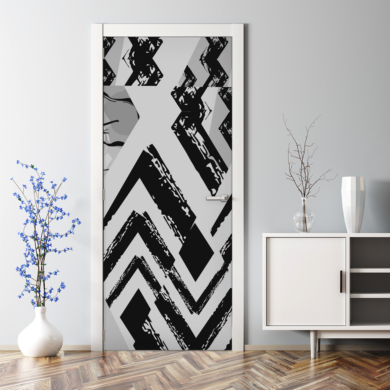 Triangles Abstract geometric pattern Modern design Self Adhesive Door Decal