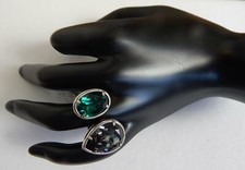 NWT Brighton Graceful Teardrop J61900 Silver Night  Emerald Swarovski Ring Sz 6