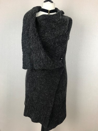 ALLSAINTS Long Vest Cardigan 6 M 10 12 Weston Sleeveless Chunky Knit Wool Alpaca