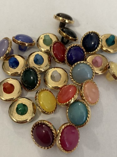 Gold / Multicoloured pearl effect shank buttons 18L (11.5mm) Pack Sizes 10/20/50 - Picture 4 of 33