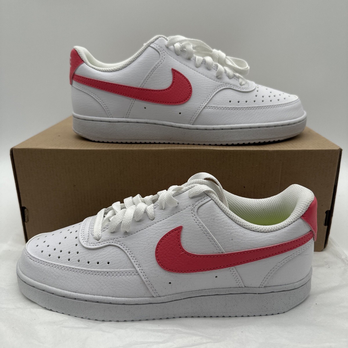 nike white & red court vision trainers
