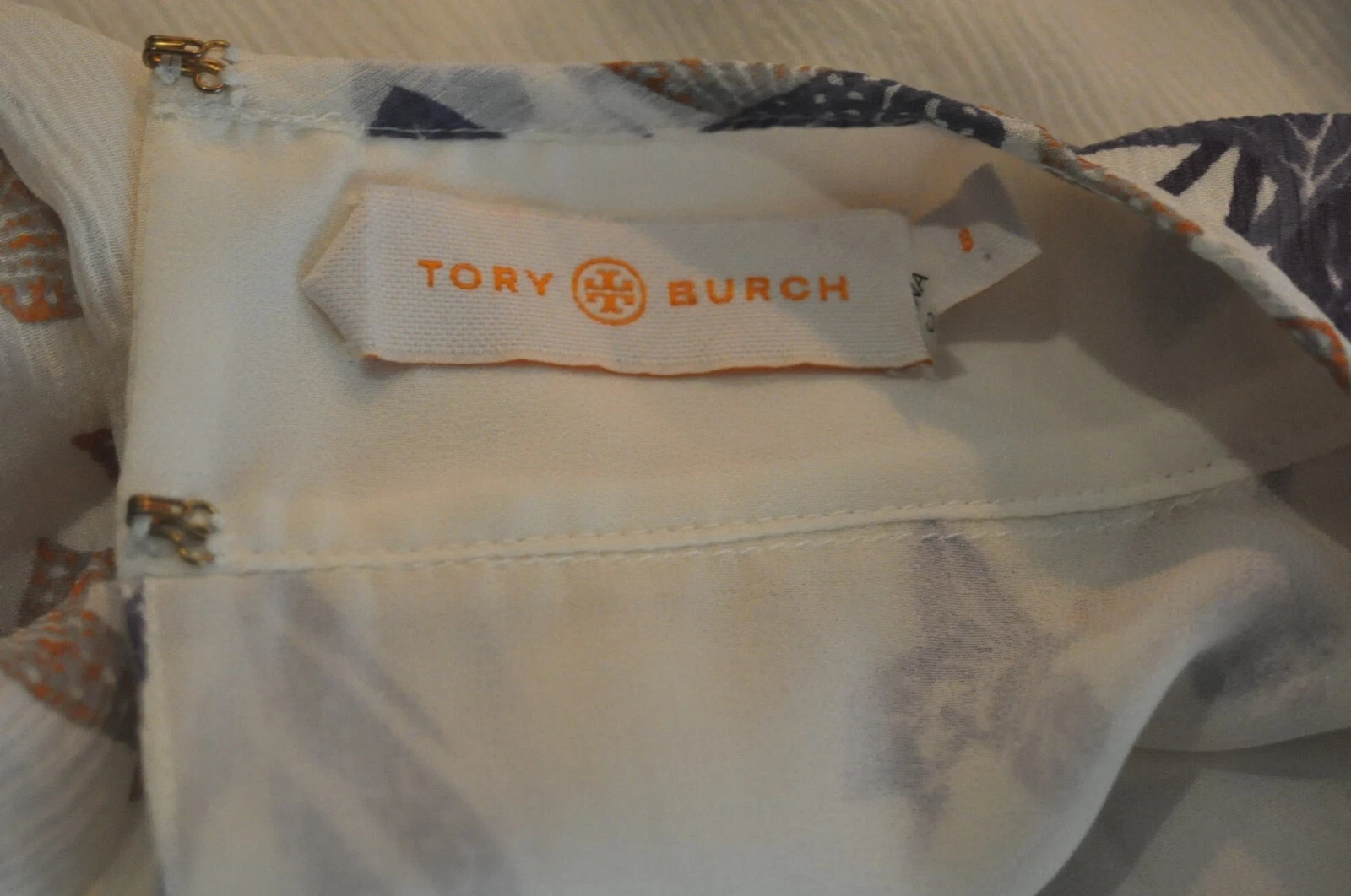 *Tory Burch* Top tunica in seta avorio con stampa floreale e uccellino US8 (UK 12)