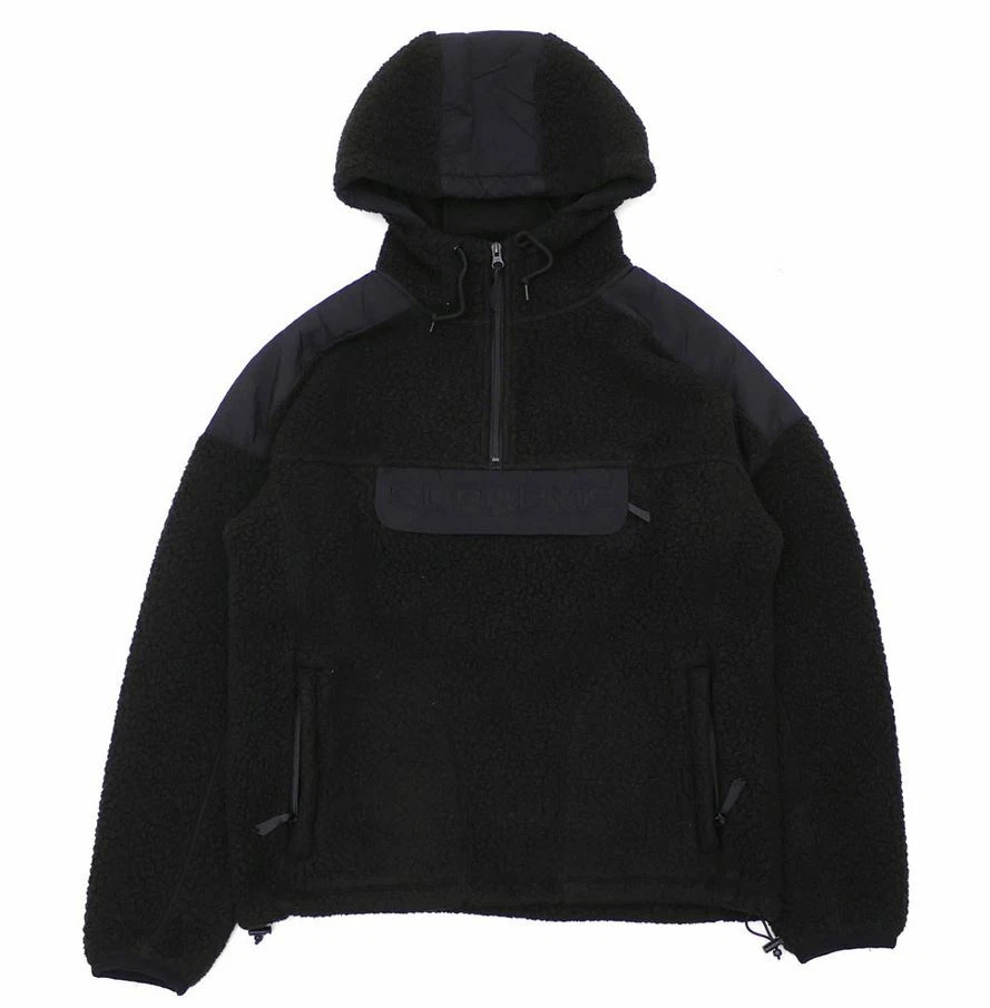 Pull demi zip à capuche FW17 Supreme Polartec neuf avec étiquette   bleu marine   taille L