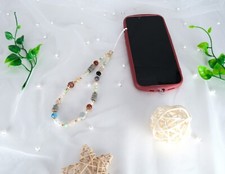 Handmade Kawaii Beaded Phone Charm Accessories Blue Boho Phone Charm Beaded USA