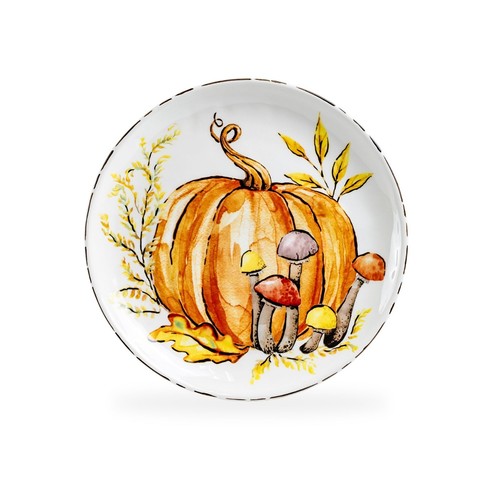 Grace Teaware Assorted Fall Pumpkins 8.75" Salad / Dessert Plates Set of 4 - Picture 6 of 7