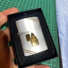 Zippo Vintage Diagonal Line Metal Made in 1983 Insert 1996 Lighter