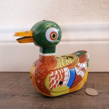 Old tin litho key wind egg laying duck toy ONLY  