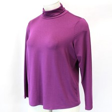 Eileen Fisher Plus Purple Jersey Turtle Neck Long Sleeve Tee Top Blouse 1X