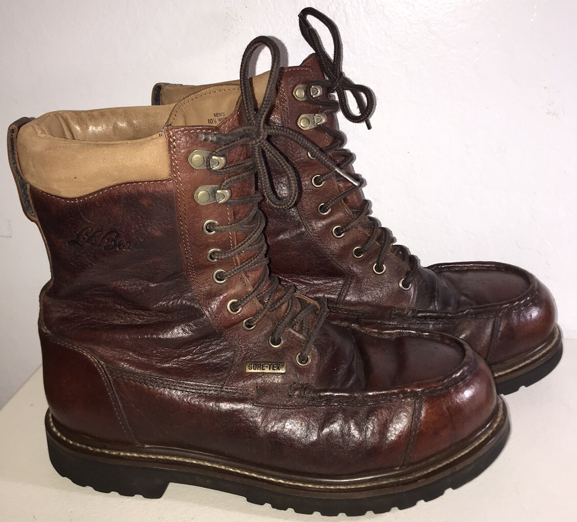 LL BEAN MENS UPLAND BROWN LEATHER HUNTING GORETEX BOOTS INSULATED 10.5