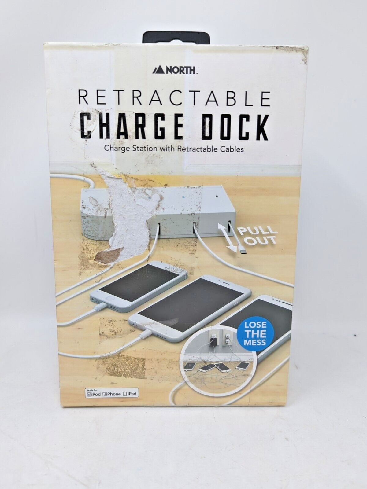 North Retractable Charge Dock Charging Station 2 Micro-USB 2 Lightening Cables