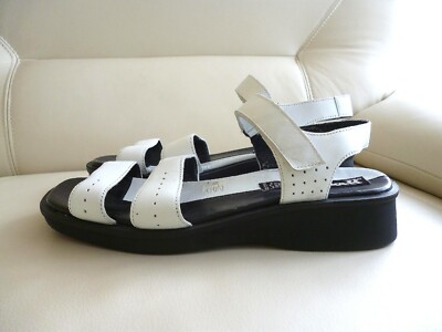 Romika robuste Riemchen-Sandalen Echtleder Weiß/Schwarz Gr.39   NEUw. mit Fehler