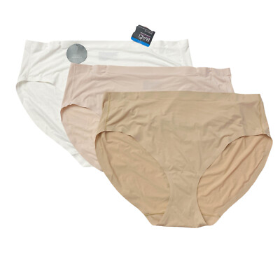 Bali Womens Size 2X/9 Easylite Smooth Comfort Hi-Cut Panties White/Tan/Nude 3 PK