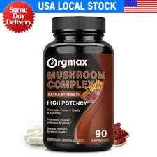 10x Mushroom Complex Supplement, Lions Mane, Reishi, Shiitake, Immune Capsules