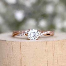 Lab-Created 2.50 Ct Cushion Cut White Diamond Wedding Ring 14K Rose Gold Over