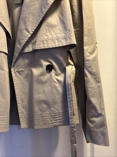 AllSaints Beckette Cropped Belted Trench Coat in Stone UK12 In Good Cond - Picture 6 of 18