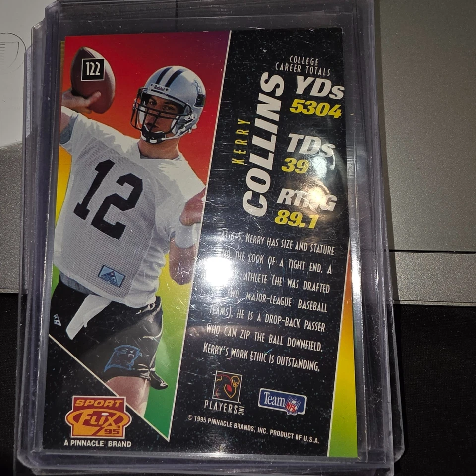 1995 PINNACLE SPORTS FLIX MOTION #122 KERRY COLLINS RC-CAROLINA PANTHERS/PENN ST - Image 2 of 3