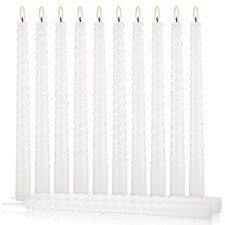 12 Pack White Spiral Taper Candles Smooth Flame 7 Hour Burn Time Decor