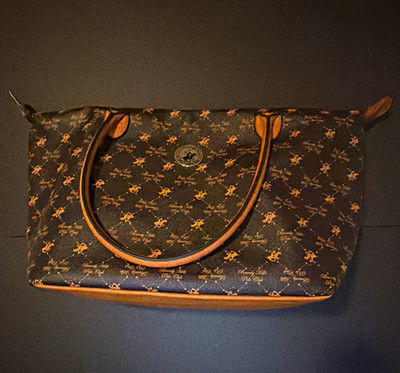 Beverly Hills Polo Club Brown Logo Large Tote Zip Top, Lined, Pockets