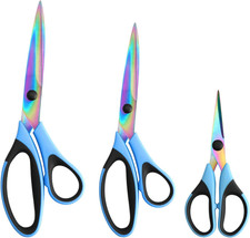 Craft Scissors Set of 3 Pack, All Purpose Sharp Titanium Blades Shears, Rubber C