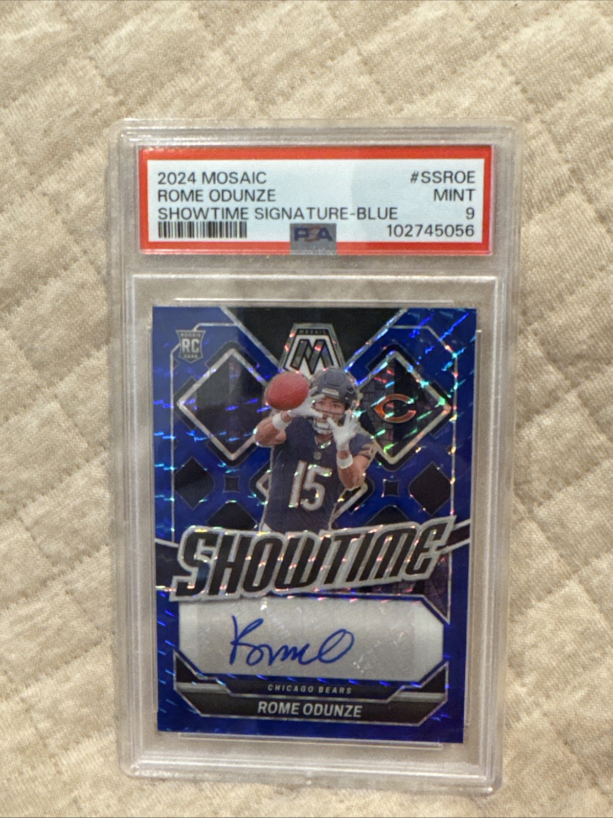 2024 Panini Mosaic - Showtime Rome Odunze #SS-ROE AUTO Blue Prizm /99 RC Bears