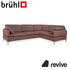 Brühl Alba Stoff Chrom Ecksofa Braun Grau Taupe manuelle Funktion Sofa Couch