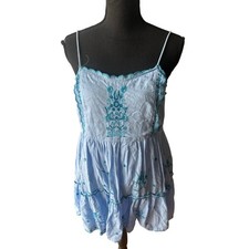 Urban Outfitters Hanna Embroidered Scalloped Babydoll Dress M Coquette