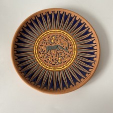 Terracotta Wall Plate 21cm Hand Made Painted Bonis Pottery Rhodes Greece