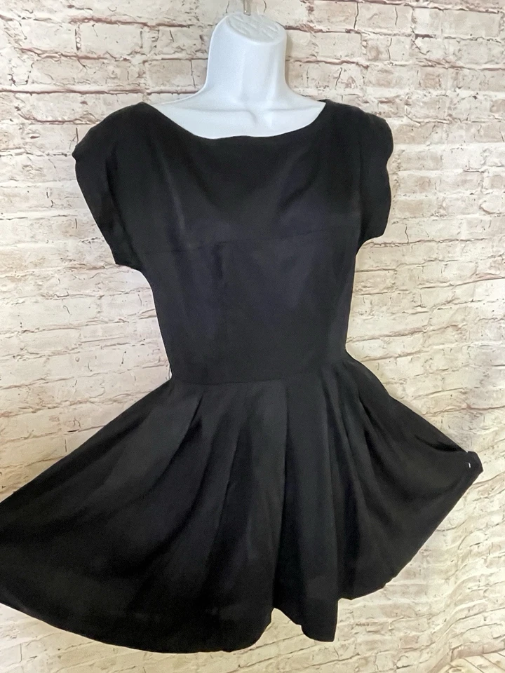 Винтажный 50/60-х годов моды маленький черный мини-платье полная юбка R и K оригиналы S/M - Изображение 4 из 4