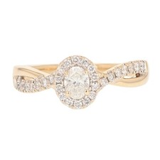 .51ctw Oval Cut Diamond Halo Solitaire Engagement Ring 14k Yellow Gold Size 6